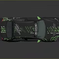 Custom Race Car With Green Snake Pattern Rear Spoiler And Black Body Design