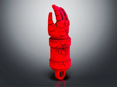 Red Hand Shaped Decorative Sculpture With Intricate Details And Stand Base 3d model