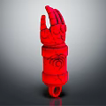 Red Hand Shaped Decorative Sculpture With Intricate Details And Stand Base