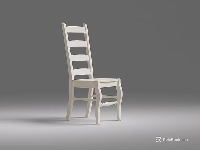 White Slat Back Dining Chair With Curved Legs And Minimalist Design 3d model 