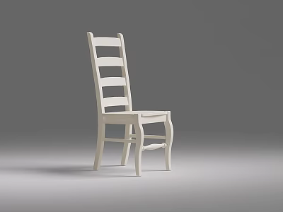 White Slat Back Dining Chair With Curved Legs And Minimalist Design 3d model