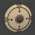 Modern Round Ceiling Light with White Base Ornate Celtic Knot Patterns and Central Globe 3d model