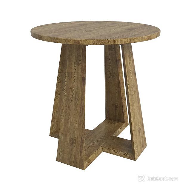 Modern Round Wooden Coffee Table With Unique Cross Base Sturdy Structure And Natural Finish 3d model 