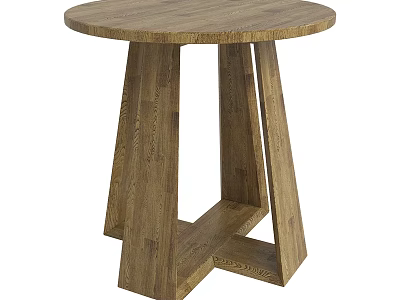 Modern Round Wooden Coffee Table With Unique Cross Base Sturdy Structure And Natural Finish 3d model