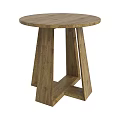 Modern Round Wooden Coffee Table With Unique Cross Base Sturdy Structure And Natural Finish