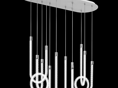 Elegant Modern Decorative White Chandelier With Slender Tubes And Silver Rings 3d model