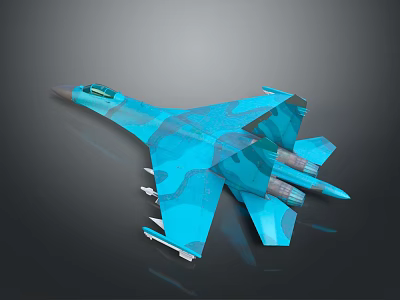 Blue Camouflage Fighter Jet 3D Model With Mounted Missiles And Detailed Design 3d model