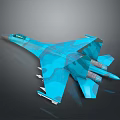 Blue Camouflage Fighter Jet 3D Model With Mounted Missiles And Detailed Design