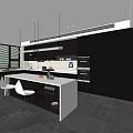 Modern Kitchen Interior Design With White Island Counter Black Cabinets Bar Stools And Gray Flooring