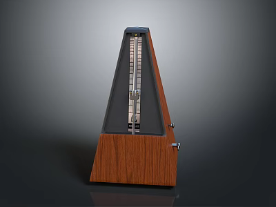 Classic Wooden Metronome With Triangle Shape And Metal Pendulum Design 3d model