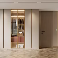 Modern Walk in Closet Interior With Glass Doors And Organized Storage