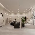 Modern Clothing Store Interior Design With Displayed Clothes Sofas Plants And Decorative Mirrors