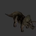 Realistic Triceratops Dinosaur Model With Large Horns Frill And Open Mouth