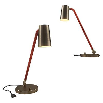 Modern Table Lamp With Adjustable Red Flexible Arm And Metal Shade Design 3d model