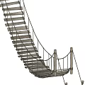 Rope Suspension Bridge With Wooden Planks Support Structures And Simple Design 3d model