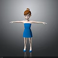 3D Fairy Character With Blue Dress Brown Hair And White Wings Standing