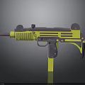 Detailed Yellow And Purple Toy Gun Model With Barrel Grip And Trigger Components