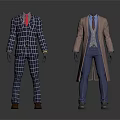 Men's Stylish Outfits With Plaid Suit Red Tie And Long Coat Vest