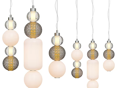 Stylish Pendant Lights With Spherical And Cylindrical Shapes For Modern Home Decor 3d model