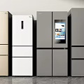 Modern Multi Door Refrigerators in Beige White and Gray with Digital Display Design