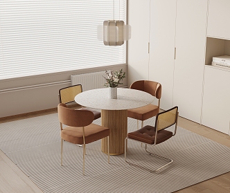 French cream style dining table and chair combination 3d model