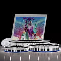 Music Themed Display With Stage Design And Keyboard Inspired Circular Elements