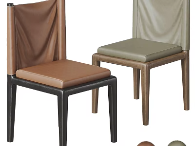 Modern Dining Chairs With Leather And Fabric Seats And Wooden Frames 3d model