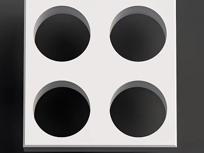 Functional White Square Structural Component With Four Circular Holes Design 3d model