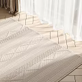 Modern Square Carpet Wood Floor Curtain Gauze Curtain 3d model