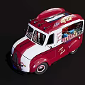 Red And White Ice Cream Truck With Decorative Lights And Open Side Door For Selling