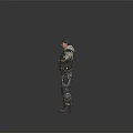Military Soldier Character In Tactical Vest And Camouflage Uniform Standing With Arms Outstretched