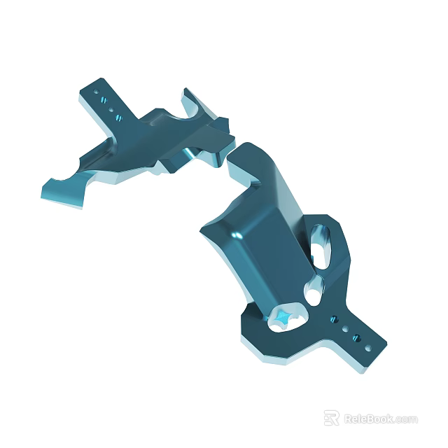 Blue Metal Mechanical Part Featuring Detailed Structural Components And Precision Holes 3d model 