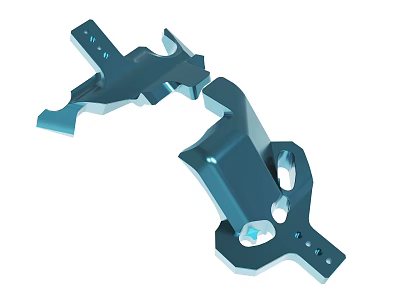 Blue Metal Mechanical Part Featuring Detailed Structural Components And Precision Holes 3d model