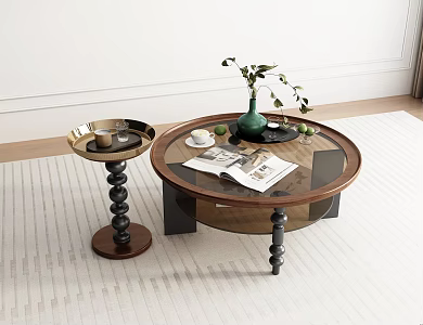 French vintage solid wood coffee table 3d model