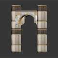 Decorative Archway Building Structure With White Brown Bricks And Striped Details