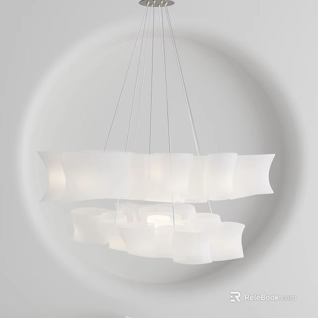 Modern White Layered Chandelier with Elegant Design for Contemporary Interior Lighting 3d model 