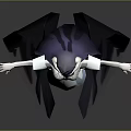 Fantasy Female Character Creature with Black Wings White Dress and Purple Hair