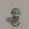 Vintage Teal Colored Portable Outdoor Lantern With Metal Frame Handle And Rustic Finish