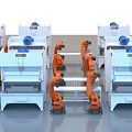 Advanced Industrial Equipment With Robotic Arms And Automated Manufacturing Line