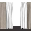 Double Layer Beige Curtains With White Sheer Panels For Modern Light Room Window 3d model