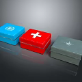 Different Colored First Aid Kits With Medical Symbols And Cross Design