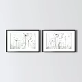 Framed Plant Line Art Paintings Featuring Flower Designs For Wall Decor