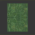 Detailed Green Computer Circuit Board Featuring Intricate Circuits And Electronic Components 3d model