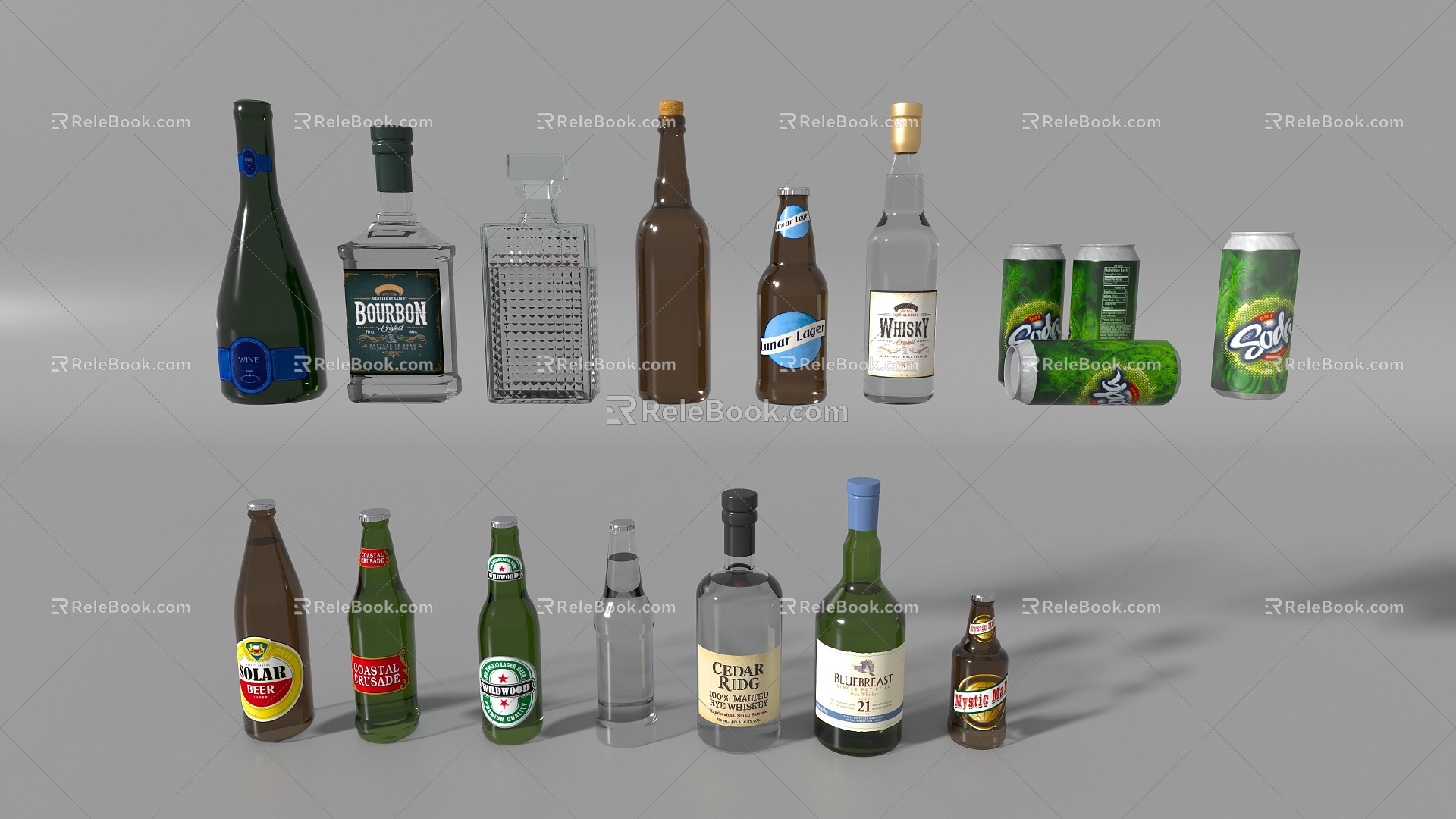 Wine Bottle Beverage Bottle 3d model