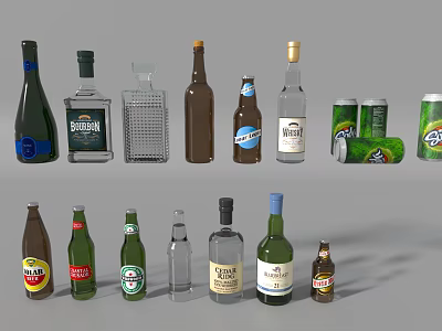 Various Beverage Varieties With Bottled And Canned Drinks And Different Brands 3d model