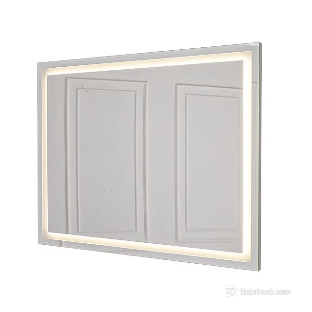 Modern Mirror With Frame And LED Light For Bathroom Interior Design 3d model 
