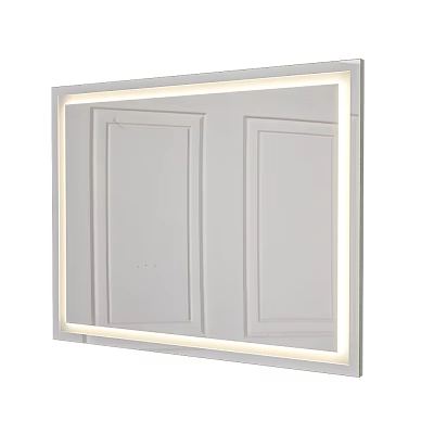 Modern Mirror With Frame And LED Light For Bathroom Interior Design 3d model