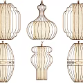 Modern Chinese Style Chandeliers With Bamboo Frames And Unique Decorative Patterns