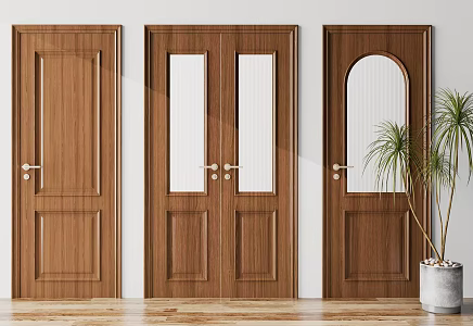French Middle Style Entry Door Bedroom Door 3d model
