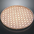 Round Woven Wooden Tray With Lattice Pattern Edge For Kitchen Serving And Home Decor